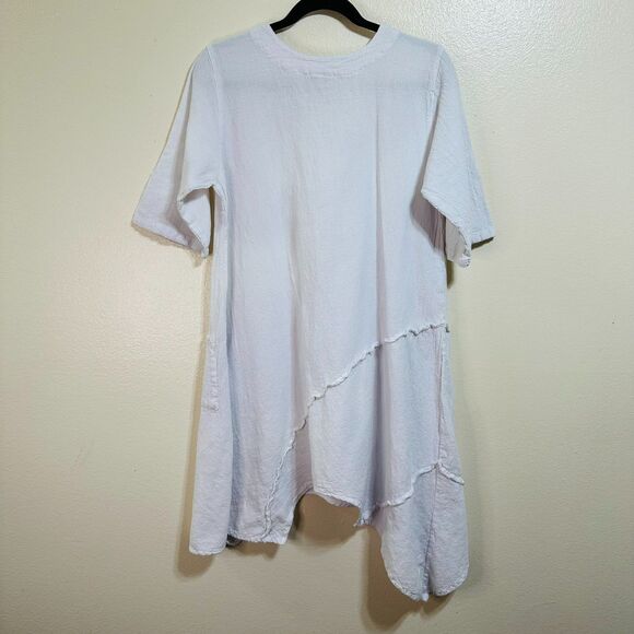 BOHO Women's Asymmetrical Raw Edge Hem Coverup/Dress Front Pocket Size M - Picture 5 of 5